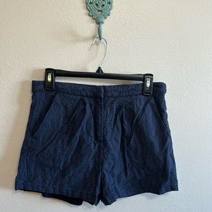 Doe & Rae Lacey Eyelet Shorts, Medium, Navy Blue